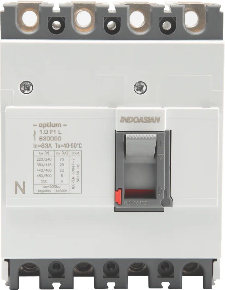 830050.png 63A 4P 25KA TM Optium 1.0 Fixed F1 MCCB Indoasian Image