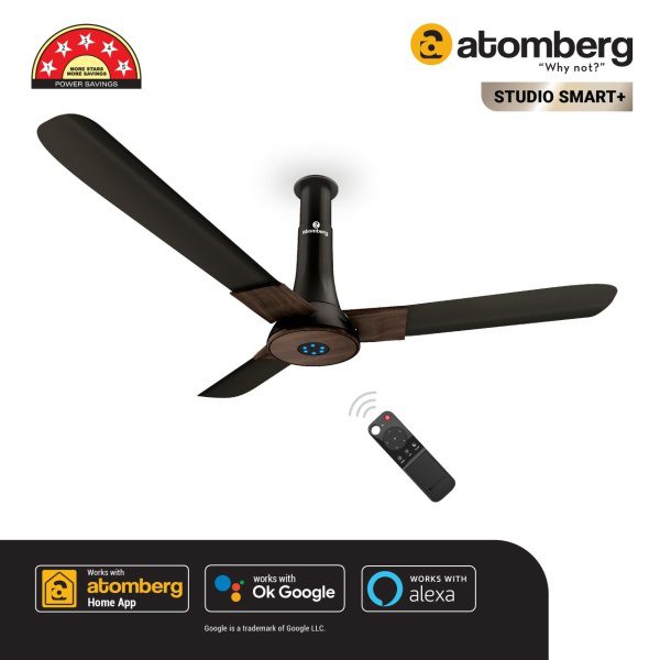 Atomberg Studio Smart 1200 mm BLDC Ceiling Fan with IoT, Remote Control LED Indicators Earth Brown 20230309atombergstudiosmar