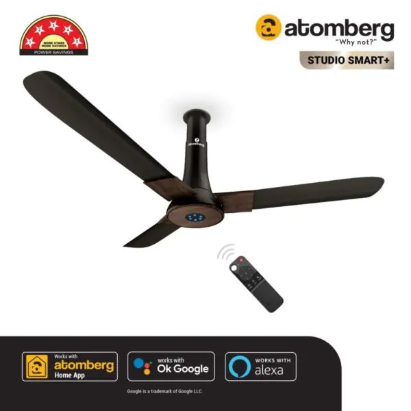 Atomberg Studio Smart 1200 mm BLDC Ceiling Fan with IoT, Remote Control LED Indicators Earth Brown 20230309atombergstudiosmar