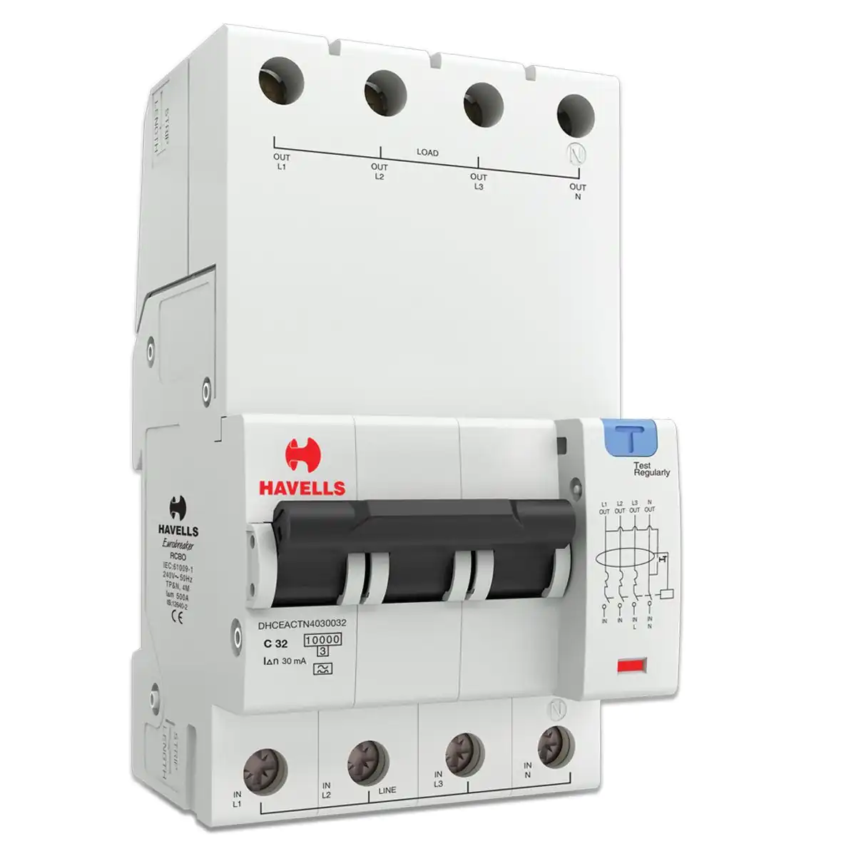 RCBO A Type TPN 4M 30 mA 32 A Havells DHCEACTN4030032 dhceactn4030032