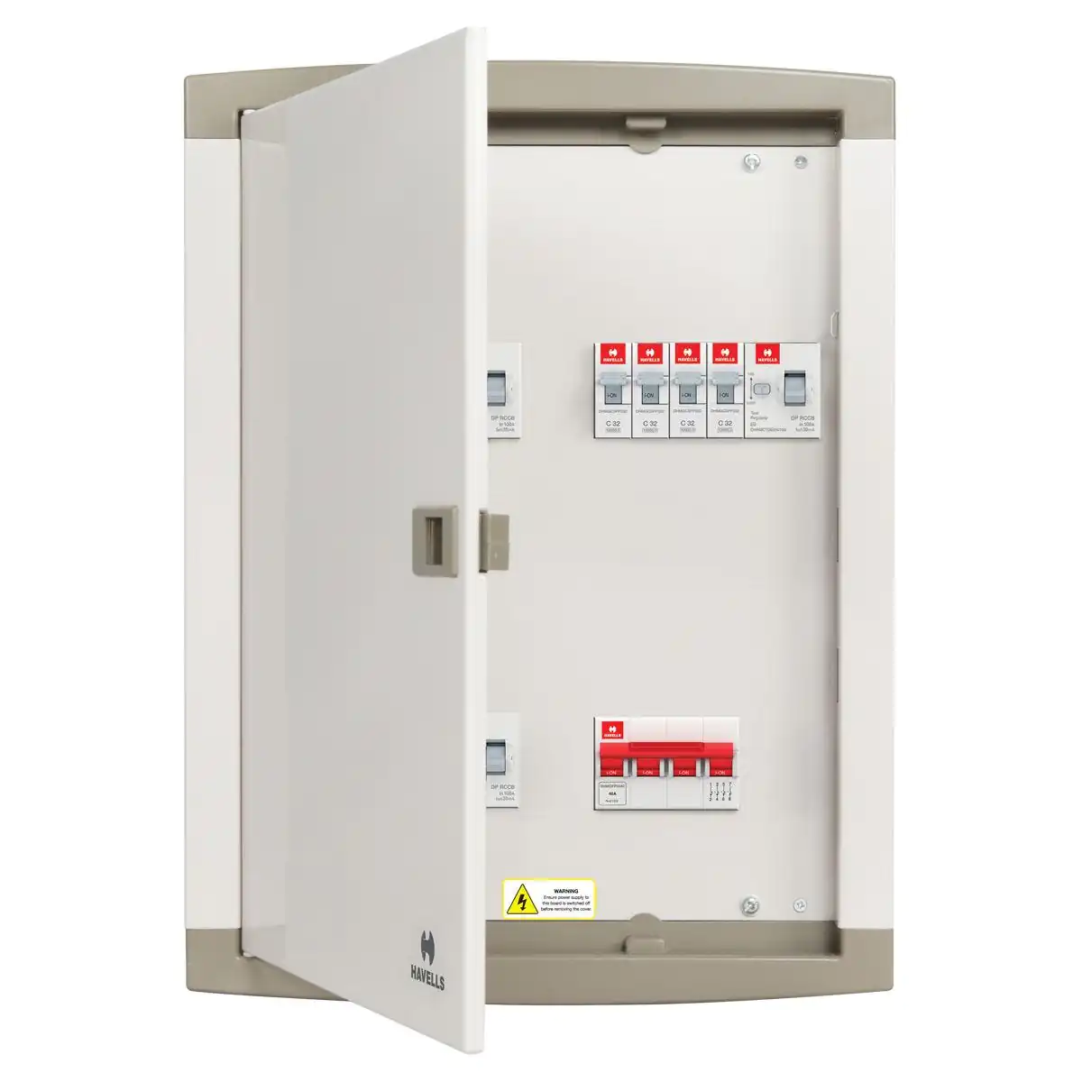Per Phase Isolation Horizontal DB 2 8 Way QVE Series suitable for MCB RCCB Isolator as incomer Havells DHDNTHPDRW08 dhdnthpdr