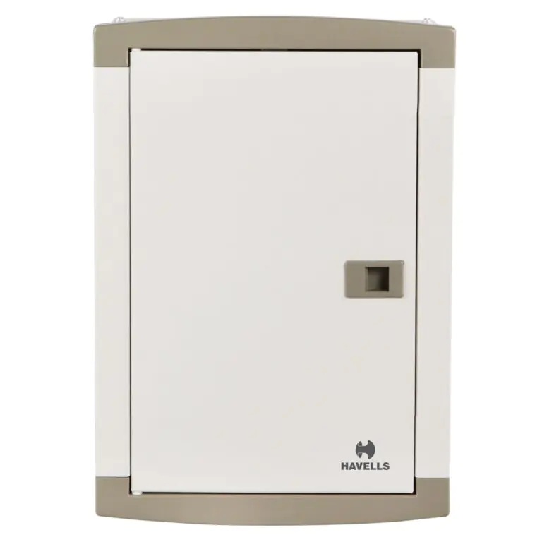 TPN Single Door QVE Series DB Suitable for MCB RCCB Isolator as incomer 6 Way Regal Grey Havells DHDQTHCSRW06 dhdqthcsrw06
