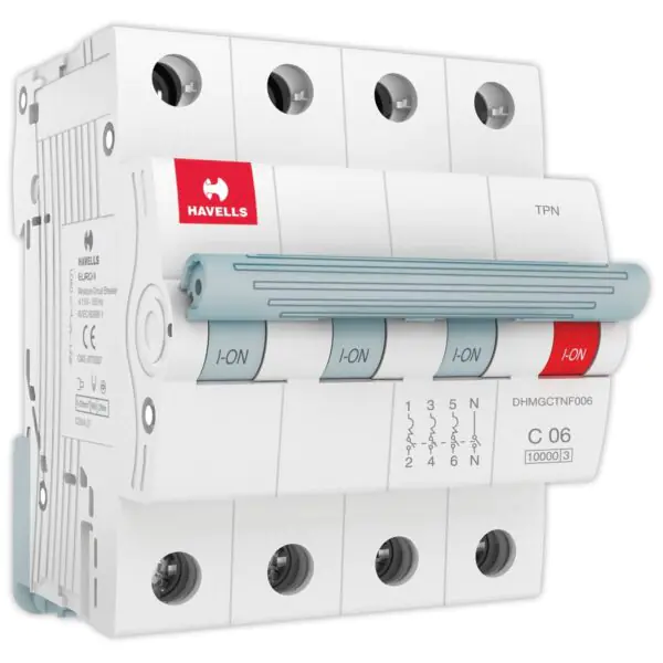 MCB TPN C Curve 10 A Havells DHMGCTNF010 dhmgctnf006