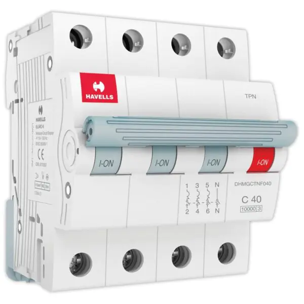 MCB TPN C Curve 40 A Havells DHMGCTNF040 dhmgctnf040