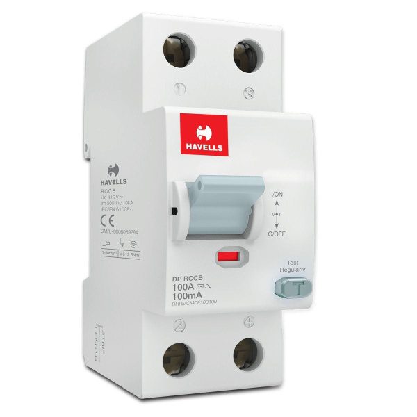 Higher Rating RCCB DP 100 mA 100 A Havells DHRMCMDF100100 dhrmcmdf100100