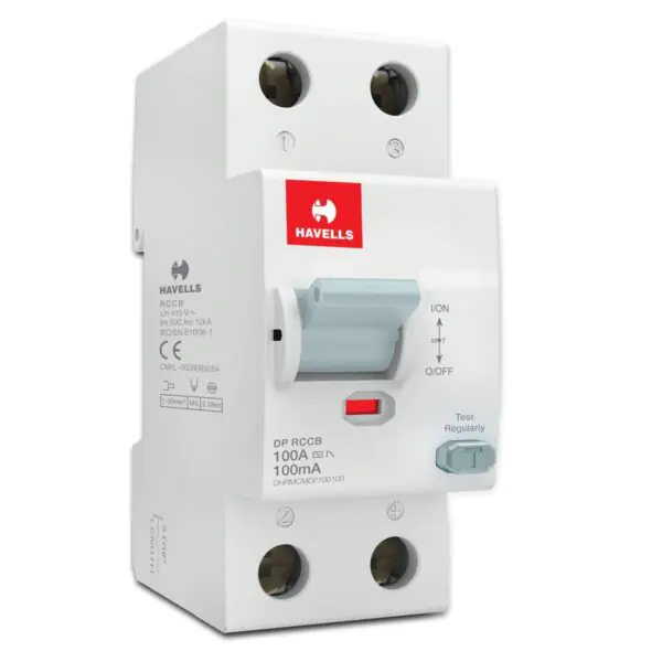 Higher Rating RCCB DP 100 mA 100 A Havells DHRMCMDF100100 dhrmcmdf100100
