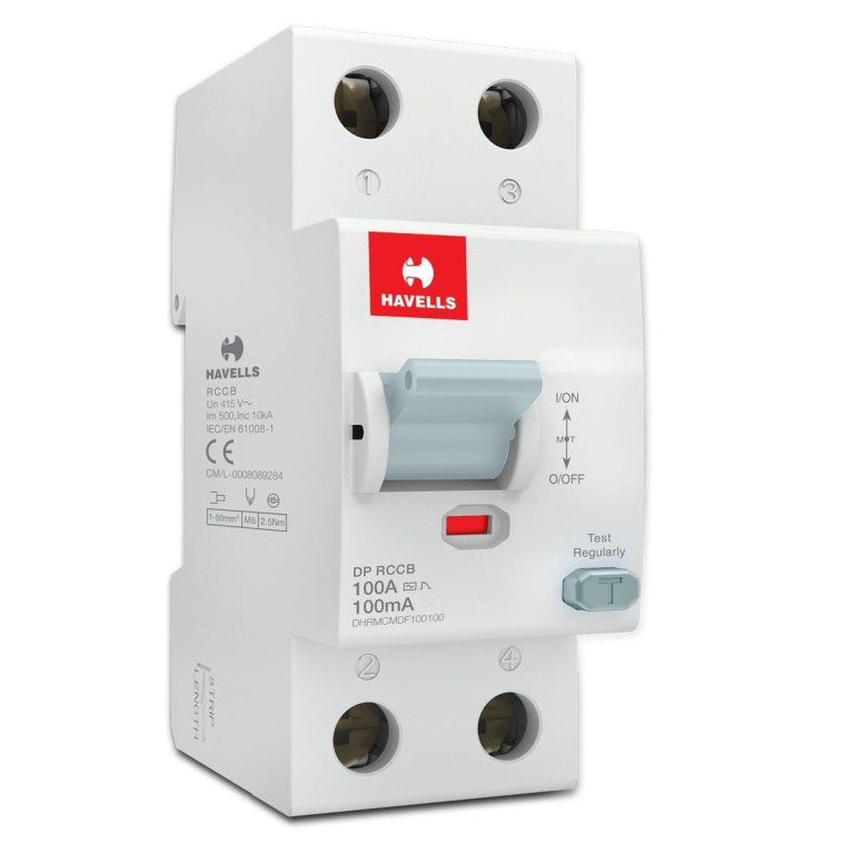 Higher Rating RCCB DP 100 mA 100 A Havells DHRMCMDF100100 dhrmcmdf100100