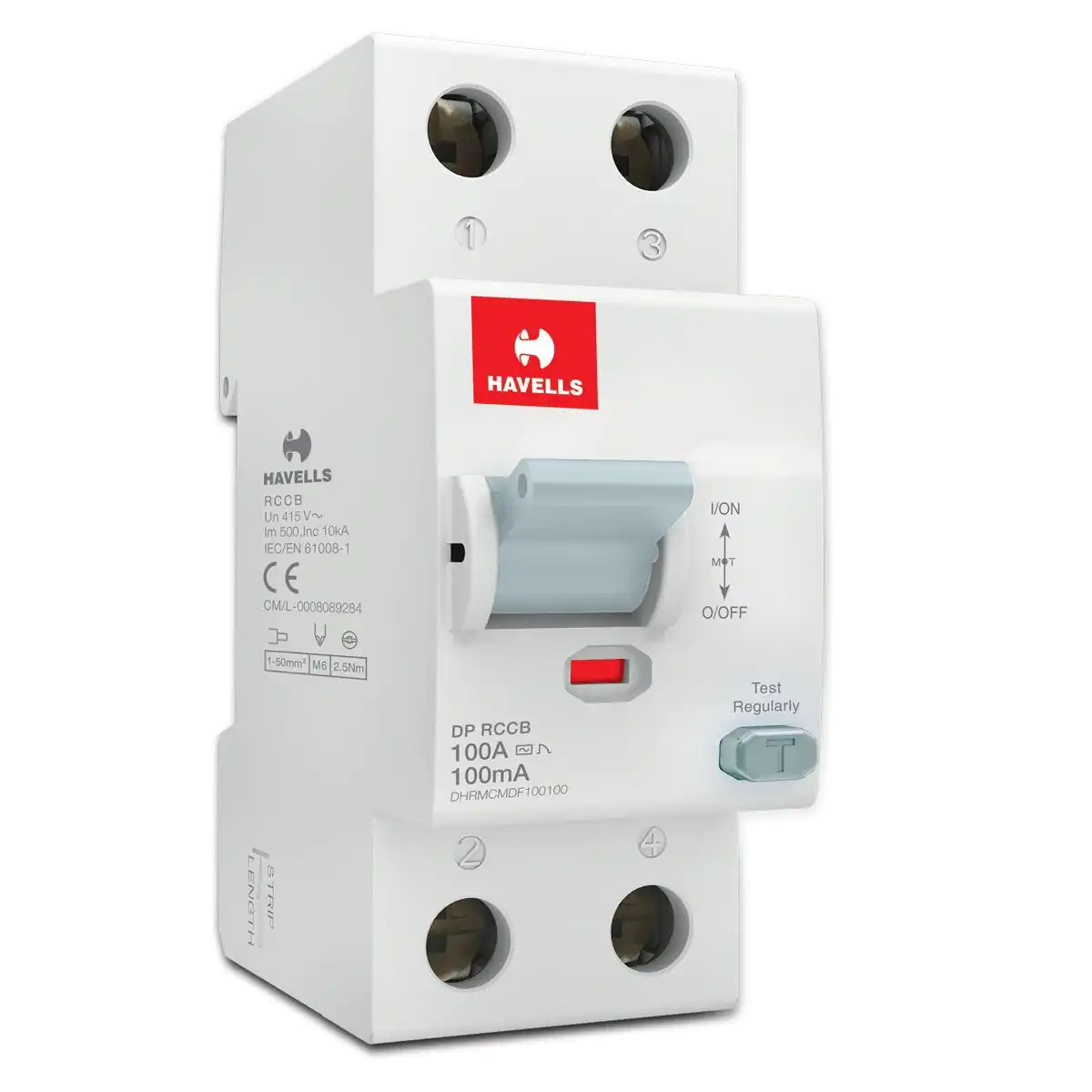 Higher Rating RCCB DP 100 mA 100 A Havells DHRMCMDF100100 dhrmcmdf100100