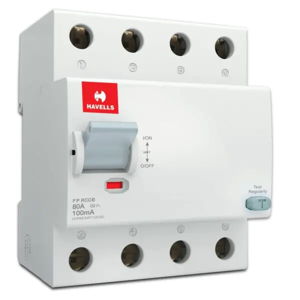 Higher Rating RCCB FP 100 mA 80 A Havells DHRMCMFF100080 dhrmcmff100080