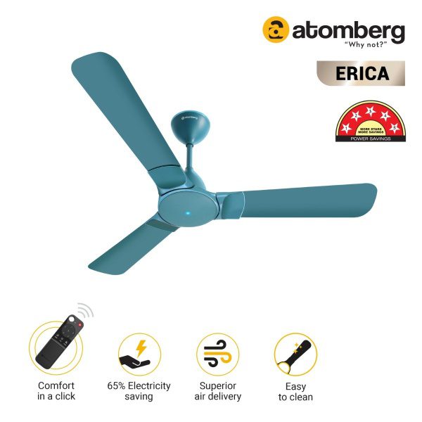 Atomberg Erica 1200 mm BLDC Ceiling Fan with Remote Control Aegean Blue aegean blue 2