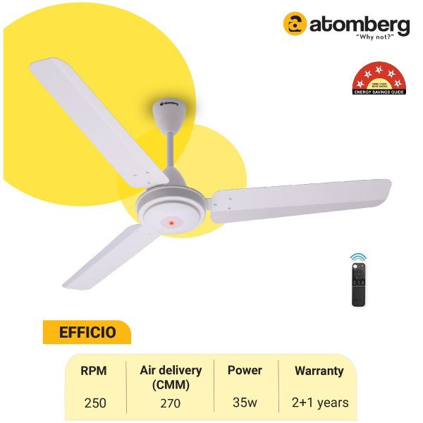 Atomberg Efficio 1400 mm BLDC Ceiling Fan with Remote Control White atomberg efficio 1400mm 73