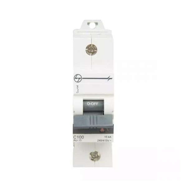 AU HR MCB 80A SP 240V AC 15kA C Curve L T AU15S10803C au15s11003c au 15 mcb 15ka c100 1p front