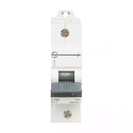 AU HR MCB 80A SP 240V AC 15kA C Curve L T AU15S10803C au15s11003c au 15 mcb 15ka c100 1p front
