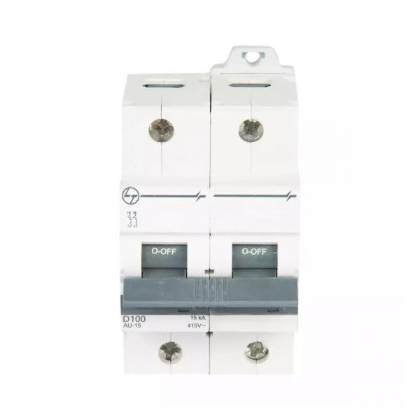 AU HR MCB 80A DP 240V AC 15kA D Curve L T AU15S20803D au15s21003d au 15 mcb 15ka d100 2p front