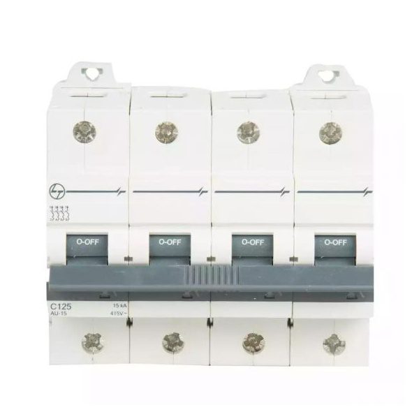 AU HR MCB 80A FP 415V AC 15kA C Curve L T AU15S40803C au15s41253c au 15 mcb 15ka c125 4p front