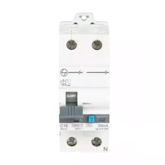 auf3c201603_au-o_rcbo_standard_30c_2p_c16_30ma_front.jpg AU RCBO 32A DP 240V AC 10kA 100mA C Curve L T AUF3C203210 auf3c201603 au o rcbo standard 30c 2p c16 30ma front