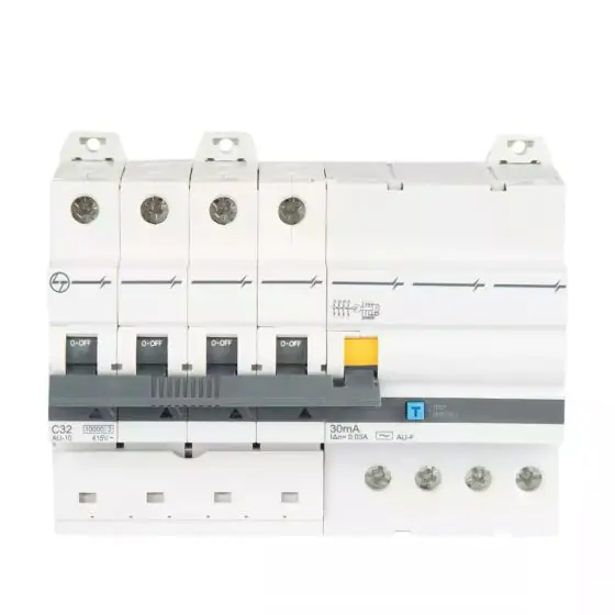 AU RCBO 63A FP 415V Adi 10kA 300mA C Curve L T AUF3D406330 auf3c403203 au f rcbo 32a 30ma ac 4p front