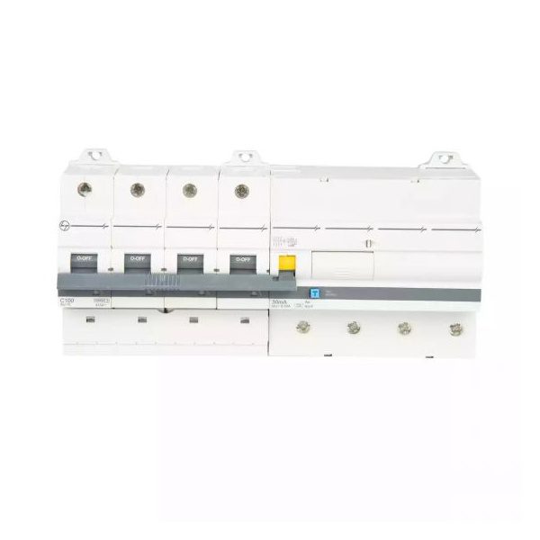 AU RCBO 100A FP 415V Adi 10kA 300mA C Curve L T AUF3D410030 auf3d4100034p front