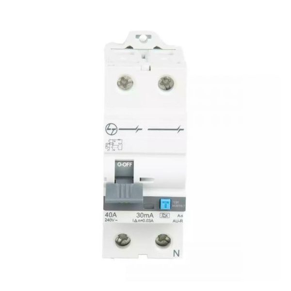 AU RCCB 40A DP 240V Adi 100mA L T AURAD204010 aurad204003 au r rccb 40 a 30ma adi 2p front