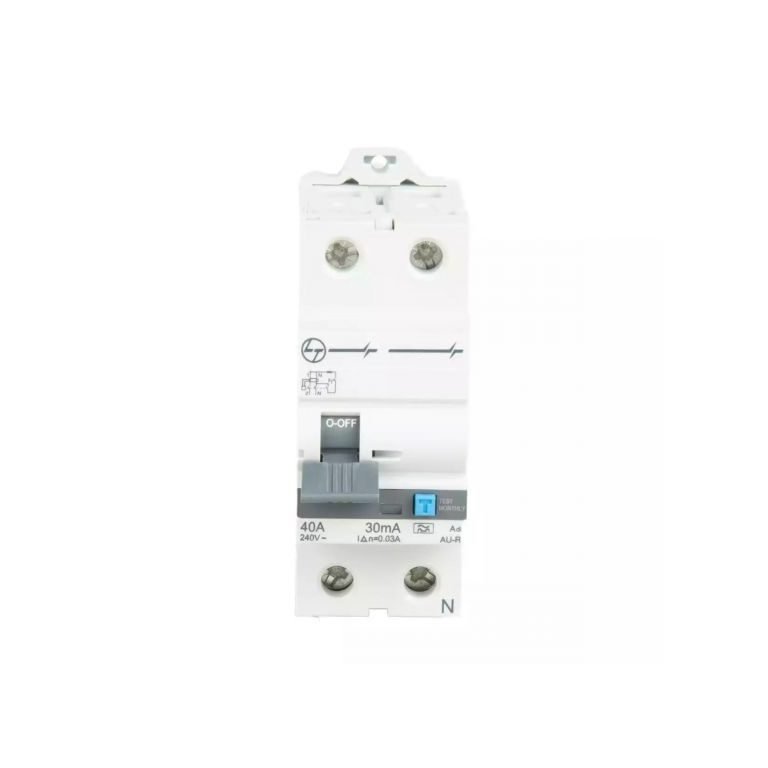 AU RCCB 40A DP 240V Adi 100mA L T AURAD204010 aurad204003 au r rccb 40 a 30ma adi 2p front