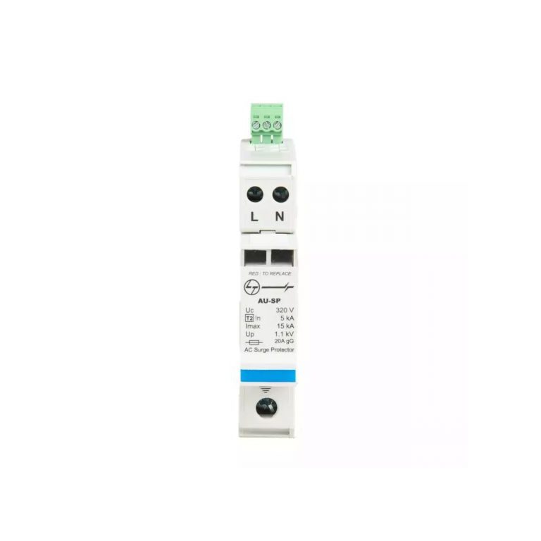 AU SPD Imax 15kA 1P N 240V Type 2 L T AUSP021PN15 ausp021pn15 spd ac type 2 1pn 1 mod.15ka front