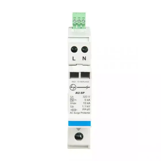 ausp021pn15_spd_ac_type_2_1pn_1_mod.15ka_front.jpg AU SPD Imax 15kA 1P N 240V Type 2 L T AUSP021PN15 ausp021pn15 spd ac type 2 1pn 1 mod.15ka front