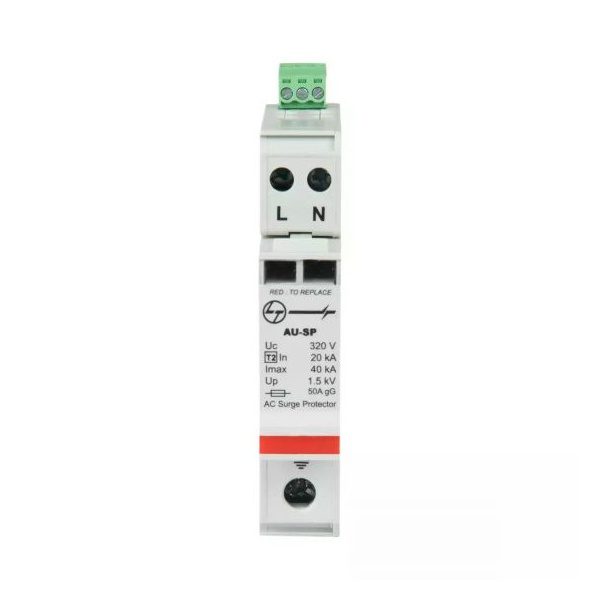 AU SPD Imax 40kA 1P N 240V Type 2 L T AUSP021PN40 ausp021pn40 spd ac type 2 1pn 1 mod.40ka front