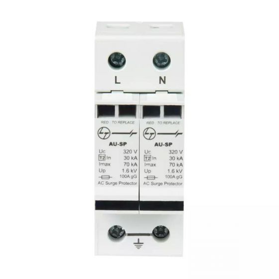 AU SPD Imax 70kA 1P N 240V Type 2 L T AUSP021PN70 ausp021pn70 spd ac type 2 1pn 2 mod.70ka front