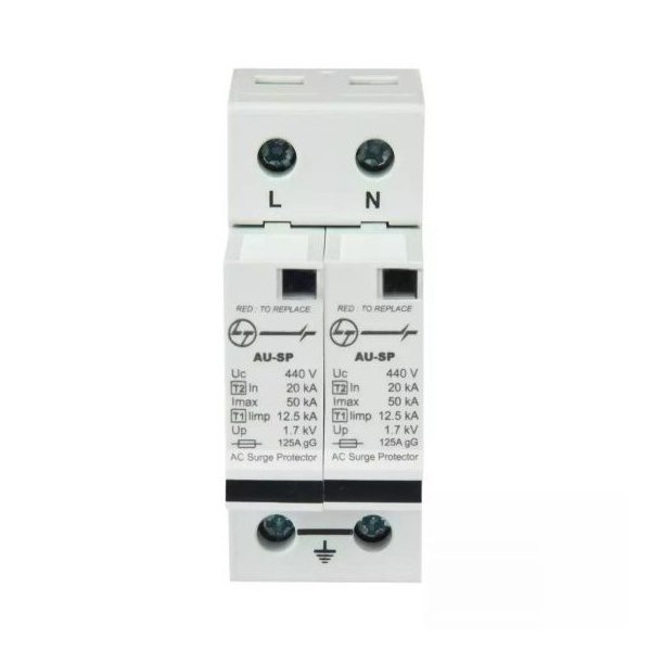 AU SPD Iimp 12.5kA Imax 50kA 1P N 240V Type 1 2 L T AUSP121PN50 ausp121pn50 spd ac type 12 1pn 2 mod. 12.5ka 50ka front