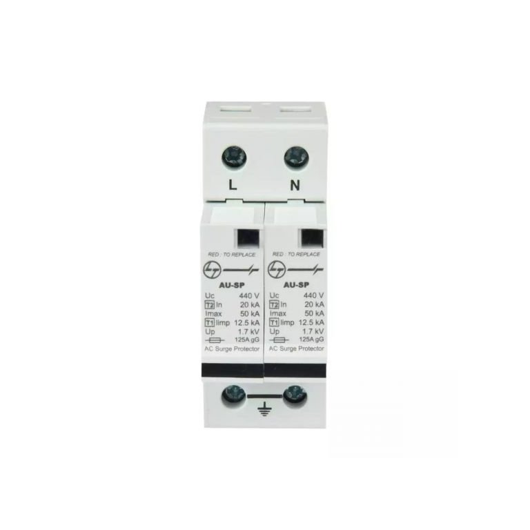 AU SPD Iimp 12.5kA Imax 50kA 1P N 240V Type 1 2 L T AUSP121PN50 ausp121pn50 spd ac type 12 1pn 2 mod. 12.5ka 50ka front