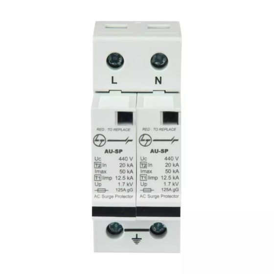 AU SPD Iimp 12.5kA Imax 50kA 1P N 240V Type 1 2 L T AUSP121PN50 ausp121pn50 spd ac type 12 1pn 2 mod. 12.5ka 50ka front