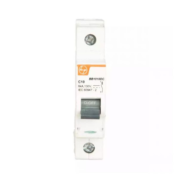 EXORA MCB 40A SP 130V DC 6kA C Curve L T bb1010dc mcb sp 10a 130v dc 6ka front