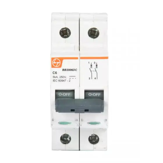 bb2006dc_mcb_dp_6a_250v_dc_6ka_front_1.jpg EXORA MCB 40A DP 250V DC 6kA C Curve L T bb2006dc mcb dp 6a 250v dc 6ka front 1