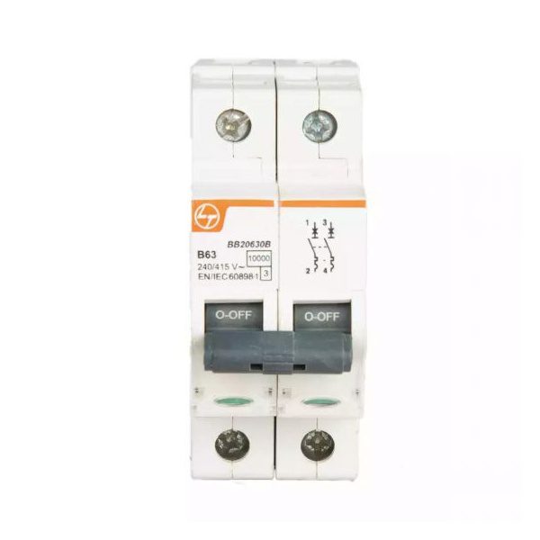 EXORA MCB 10A DP 240V AC 10kA C Curve L T BB20100C bb20630b mcb dp 63a b curve 10ka front