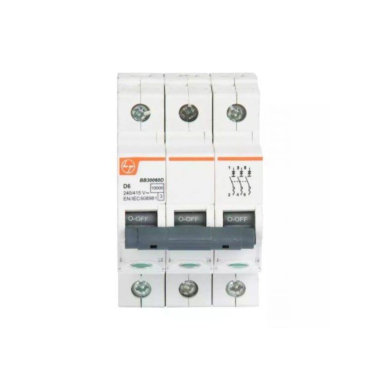 EXORA MCB 40A TP 415V AC 10kA D Curve L T BB30400D bb30060d mcb tp 6a d curve 10ka front