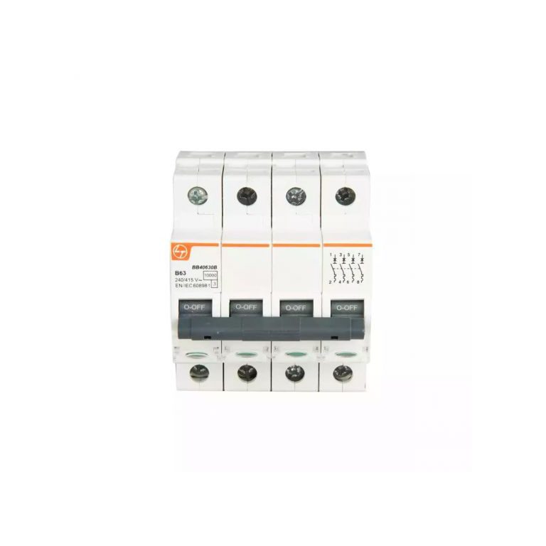 EXORA MCB 6A FP 415V AC 10kA B Curve L T BB40060B bb40630b mcb fp 63a b curve 10ka front