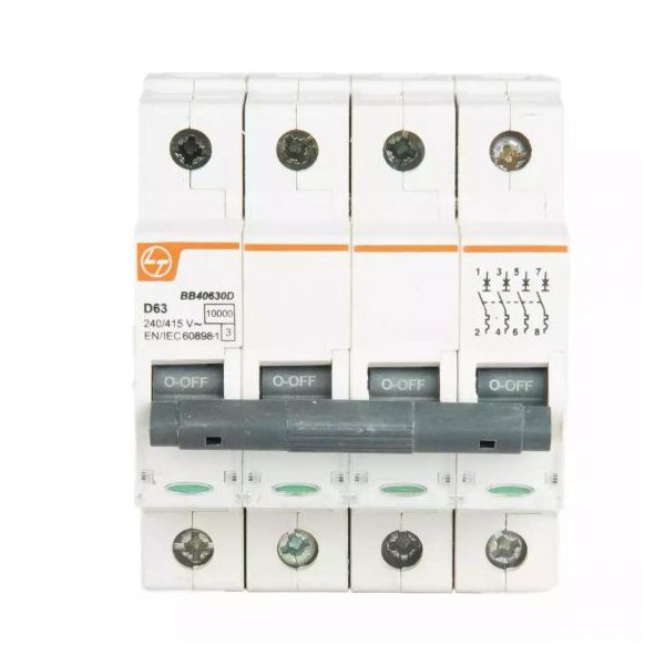 EXORA MCB 6A FP 415V AC 10kA D Curve L T BB40060D bb40630d mcb fp 63a d curve 10ka front