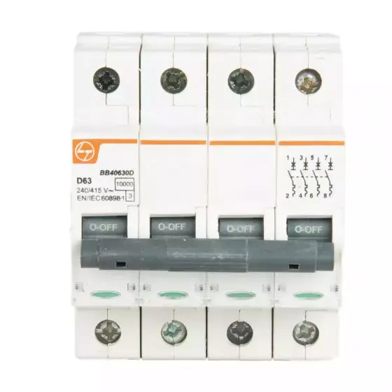 EXORA MCB 6A FP 415V AC 10kA D Curve L T BB40060D bb40630d mcb fp 63a d curve 10ka front