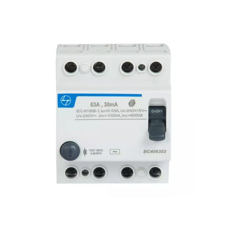 Tripper RCCB 25A FP 415V AC 30mA L T BC402503 bc406303 4pole 63a 30ma rccb front