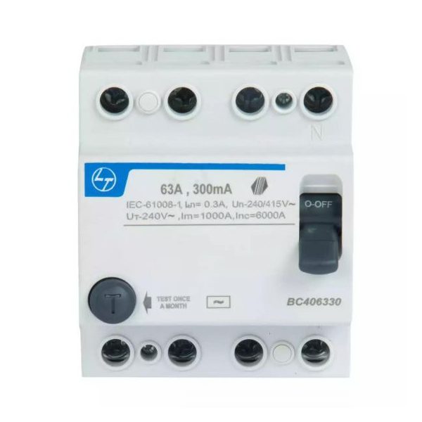 Tripper RCCB 63A FP 415V AC 300mA L T BC406330 bc406330 4pole 63a 300ma rccb front 4