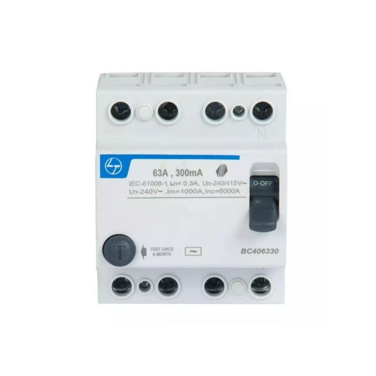 Tripper RCCB 63A FP 415V AC 300mA L T BC406330 bc406330 4pole 63a 300ma rccb front 4