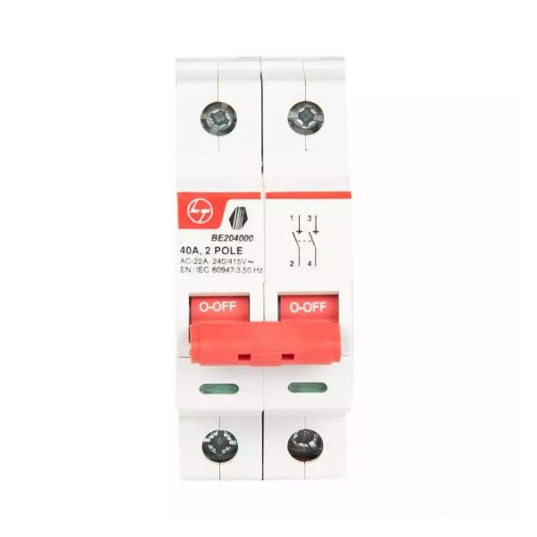 Tripper Isolator 40A DP 240V AC L T BE204000 be204000 2p 40a isolator front 4