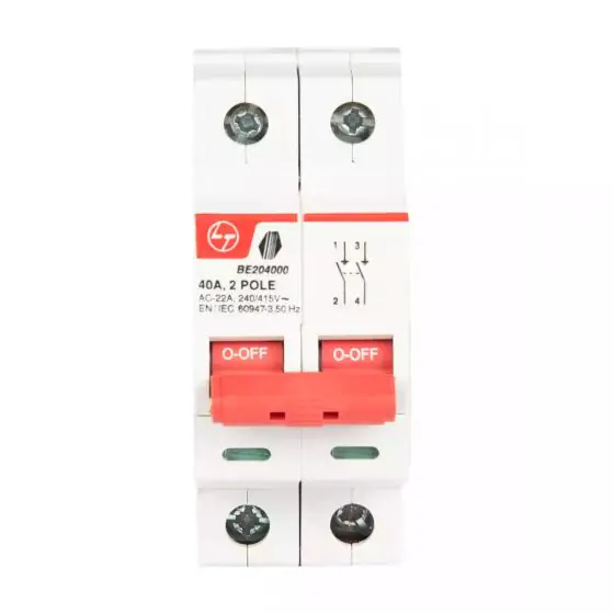 Tripper Isolator 40A DP 240V AC L T BE204000 be204000 2p 40a isolator front 4