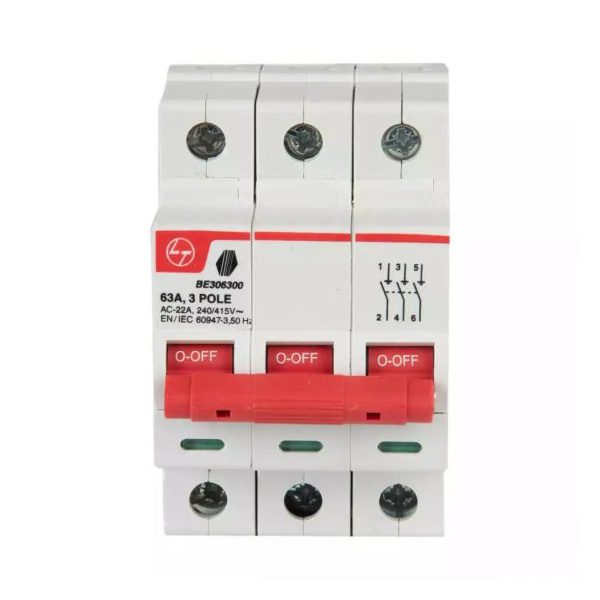 Tripper Isolator 40A TP 415V AC L T BE304000 be306300 3p 63a isolator front 4