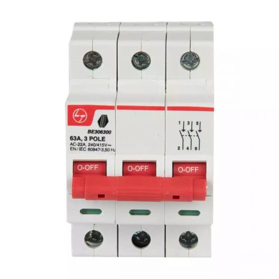 be306300_3p_63a-isolator_front_4.jpg Tripper Isolator 40A TP 415V AC L T BE304000 be306300 3p 63a isolator front 4