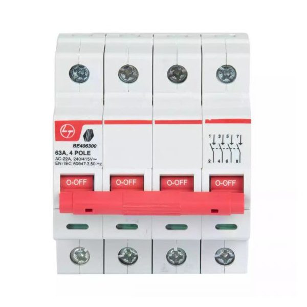 Tripper Isolator 40A FP 415V AC L T BE404000 be406300 4p 63a isolator front 6