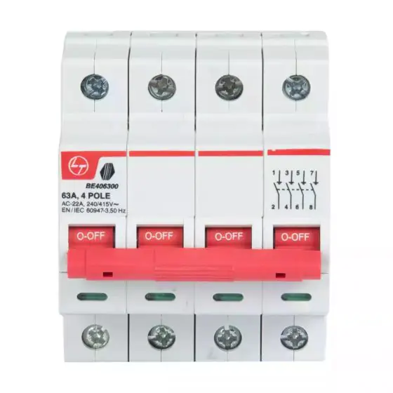 Tripper Isolator 40A FP 415V AC L T BE404000 be406300 4p 63a isolator front 6