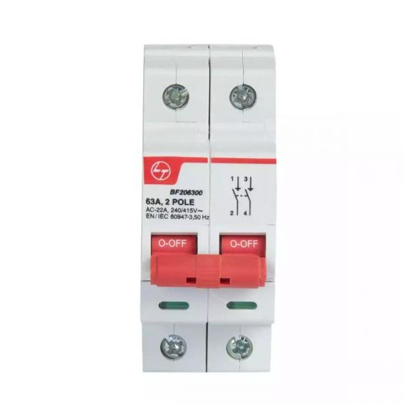 EXORA Isolator 100A DP 240V AC L T BF210000 bf206300 isolator 2p 63a switch disconnector front