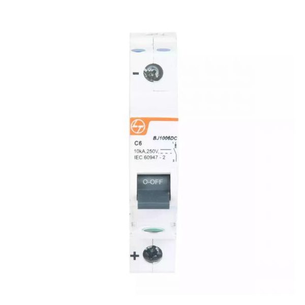 EXORA MCB 20A SP 250V DC 10kA C Curve L T bj1006dc mcb sp 6a 250v dc 10ka front