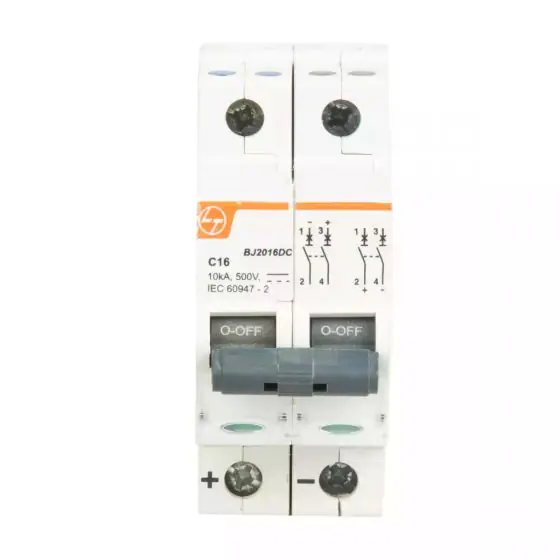 bj2016dc_mcb_dp_16a_500v_dc_10ka_front.jpg EXORA MCB 32A DP 500V DC 10kA C Curve L T bj2016dc mcb dp 16a 500v dc 10ka front